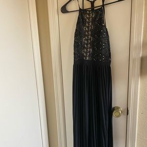 Forever21 Black/Tan Lace Long Formal Dress S NWT